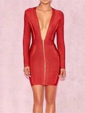 House of cb veleria burnt orange bodycon dress